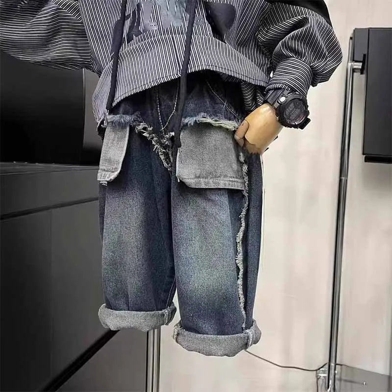 STORESDE Boys Jeans Children Spring Denim Autumn New Fashion Straight Pants 2025 Kids Loose Casual Elastic Trousers 2-8 Years Old