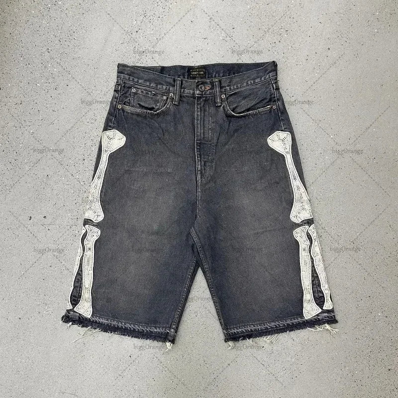 STORESDE Embroidered Shorts Y2K Streetwear Man Woman Clothing Harajuku Hip Hop Baggy Denim Gym Shorts Gothic Summer Basketball Shorts