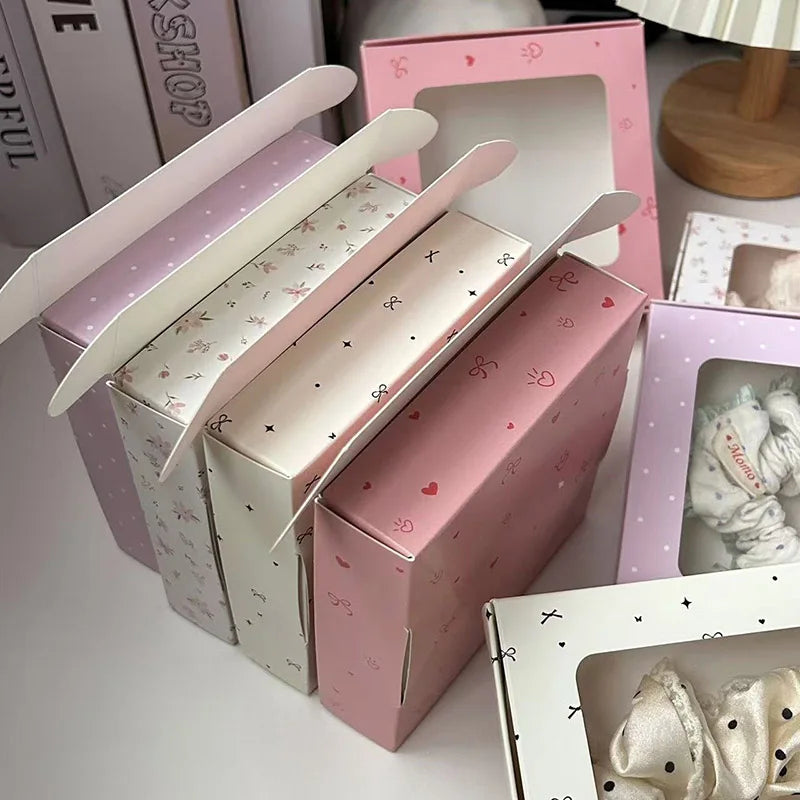 STORESDE 1/3/5/10pcs Packaging Boxes With Bowknot DIY Candy Cookies Gift Window Boxes Handmade Soap Wrapping Supplies Wedding Decor