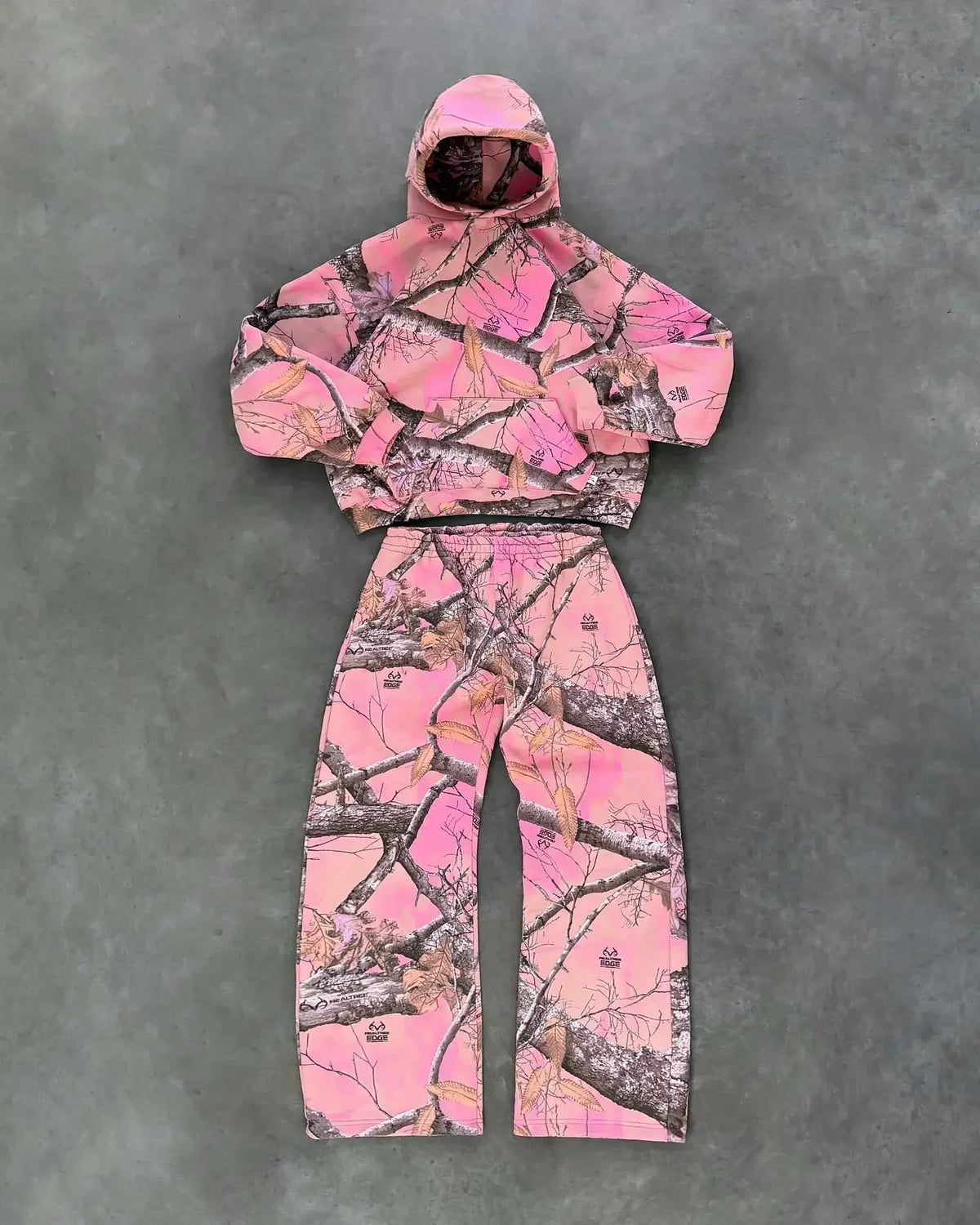 STORESDE Streetwear Pink Camo Zipper Hoodie Y2k Harajuku Retro Gothic Two Piece Set Mens and Womens New Fashion Casual Camo Sports Pants