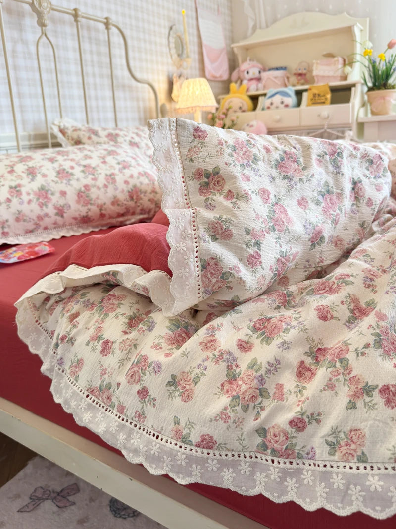 STORESDE Princess Style Floral Bed Sheets Set Duvet Cover Bedding Set постельное белье Set Room Decoration Birthday Gift Bedroom