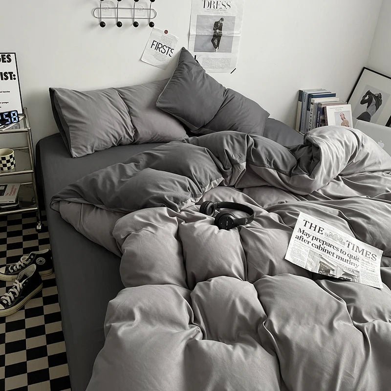 STORESDE 3-piece double color duvet cover + pillowcase, bedding set, soft and breathable bedroom or guest room (without core)