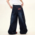 STORESDE Japanese Korean Versions Harajuku Men'S Jeans Fashion Casual Curved Pants Loose Pants Large Pockets Denim Straight Leg Pants