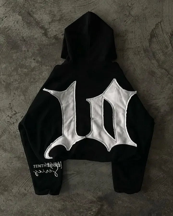 STORESDE Y2K Hoodie Sweatshirt Hip Hop Retro Patch Embroidery Black Oversized Hoodie Sweatshirt Men Women Gothic Pullover Hoodie Clothes