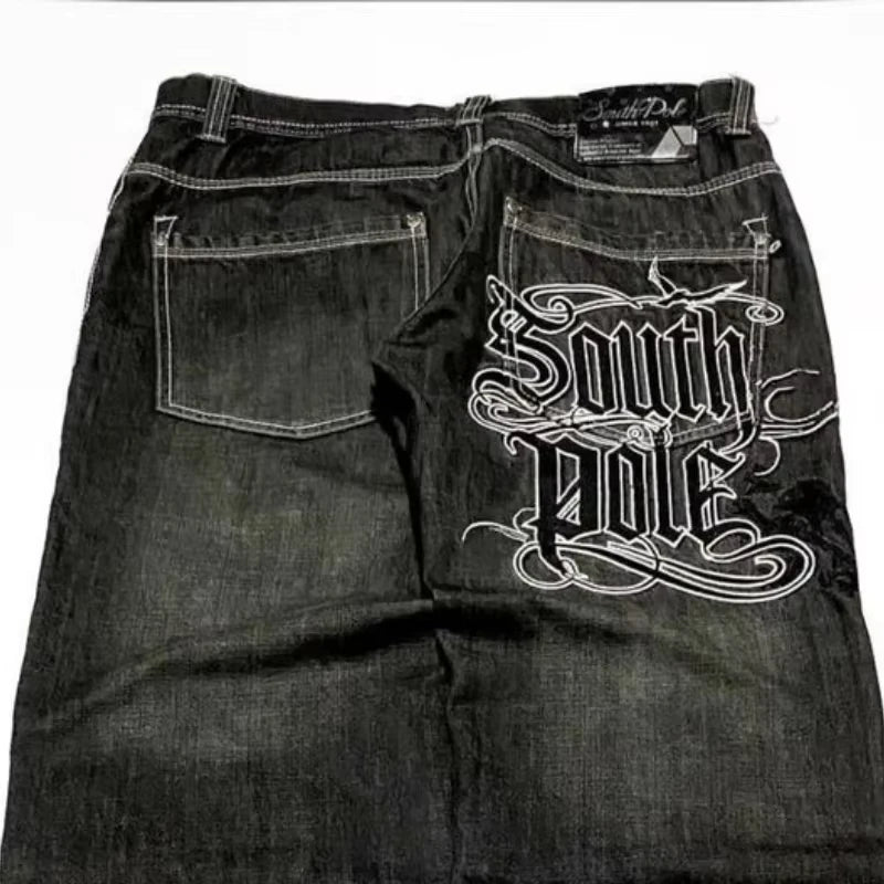 STORESDE American Street Trend Letter Embroidered Loose Jeans Men Harajuku Y2K New Hip Hop Oversized Wide-leg Pants Unisex Mopping Jeans