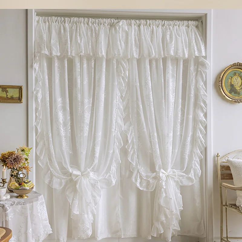 STORESDE French Rococo Vintage Lace Curtains For Bedroom Bay Window, Half Curtains, Korean Style Door Curtain,High-End Home Curtain Decor