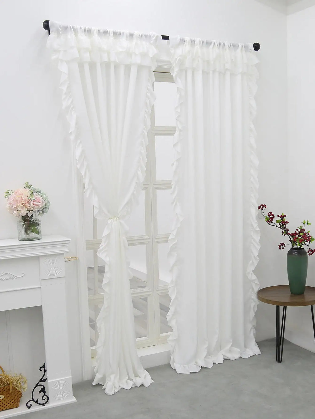 STORESDE White Smooth Velvet Double Hat Curtains, Decoration For Living Room And Bedroom Windows, White Curtains For Weddings, Gatherings