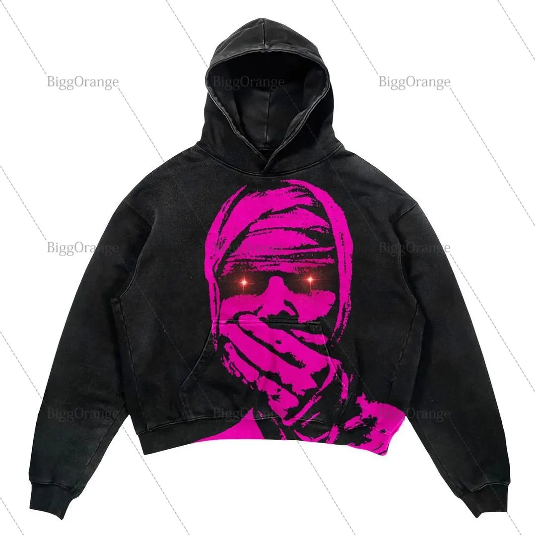 STORESDE Punk Wind Ninja Printed Long-sleeved Hoodies Couples Hip-hop Street Y2k Street Loose Fashion Oversized Hoodies Harajuku Goth Top