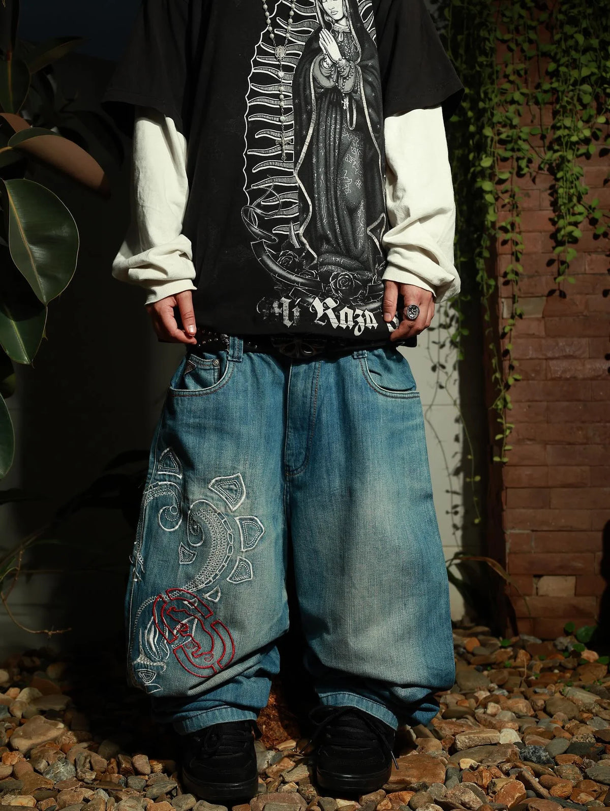 STORESDE New White Jeans Y2K Dragon Pattern Mens American High Street Retro Korean Straight Pants Harajuku Hip-Hop Couple Wide Pants