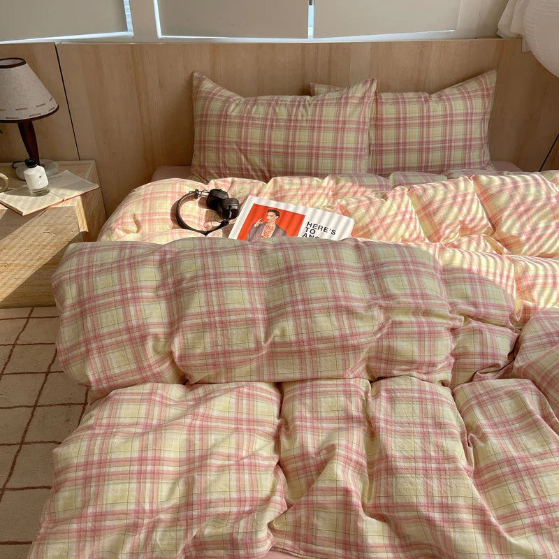 STORESDE Nordic sling Cotton Pink Stripes Duvet Cover 150x200 Size Girl's Room housse de couette Skin friendly Breathable Comforter Sets