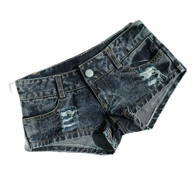 STORESDE New Low Waist Skinny Tight Denim Shorts Washed Cut Out Super Shorts Nightclub