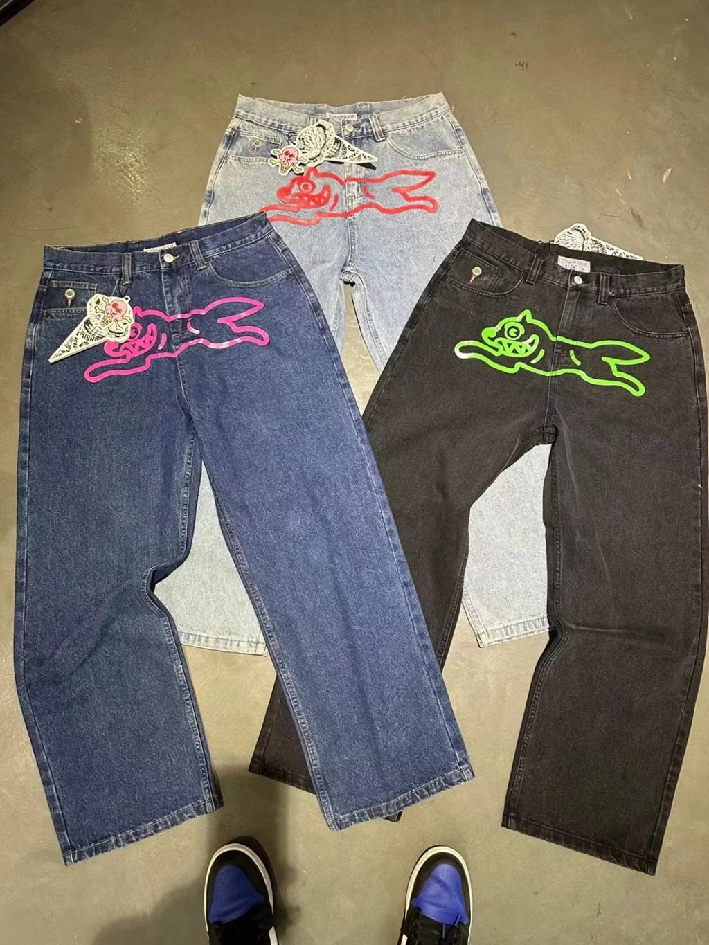 STORESDE 2026 Classic Printed Men Straight Denim Pants Loose Fit YKK Zipper Casual Denim Jeans Pants Trousers