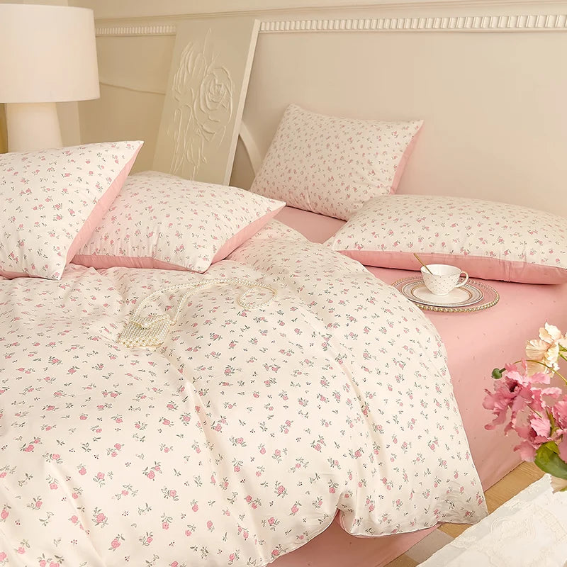 STORESDE 100%Cotton Duvet Cover Flower Printed Quilt Cover for Girls Single/Double/Queen Size Pink funda nordica (without pillowcase)