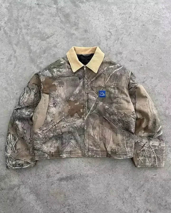 STORESDE Vintage Classic Camo Jacket Y2K Coats for Mens and Womens Harajuku Hip Hop Letter Embroidery Oversized Jacket Casual Streetwear
