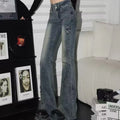 STORESDE New retro high waist solid color micro-flare women jeans y2k fashion street clothing slim and slim stretch flared pants