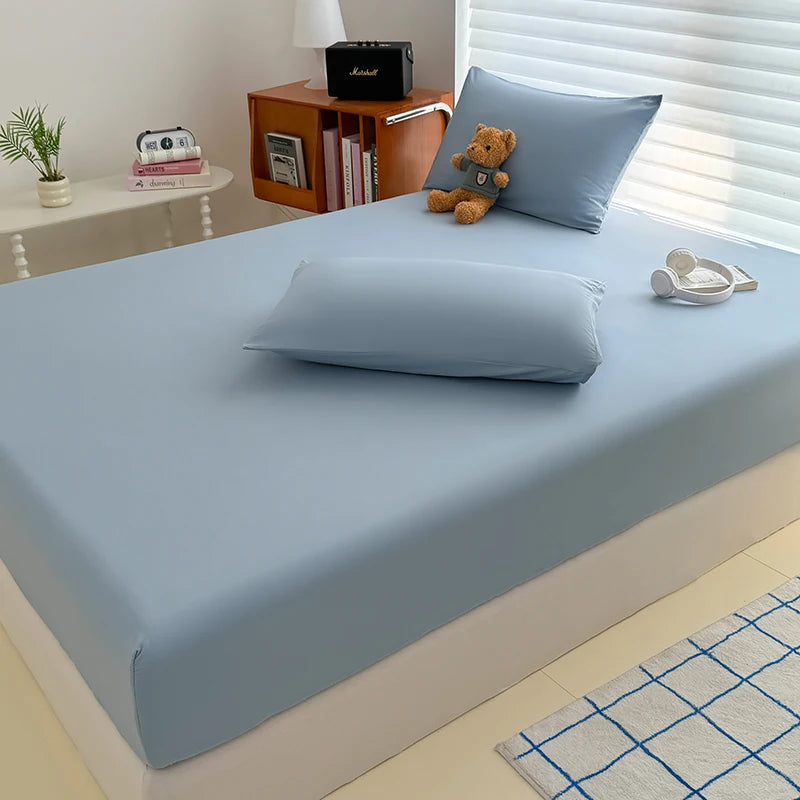 STORESDE Washed Fitted Sheet with Elastic Bands Non Slip Adjustable Mattress Cover for Single Double King Queen Bed 90x200 150x200 180