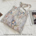 STORESDE Cute Large Capacity Lace Art Ink Painting Tote Canvas Bag Travel Portable Sundry Storage Bag Girls Sweet Shoulder Bag Gift