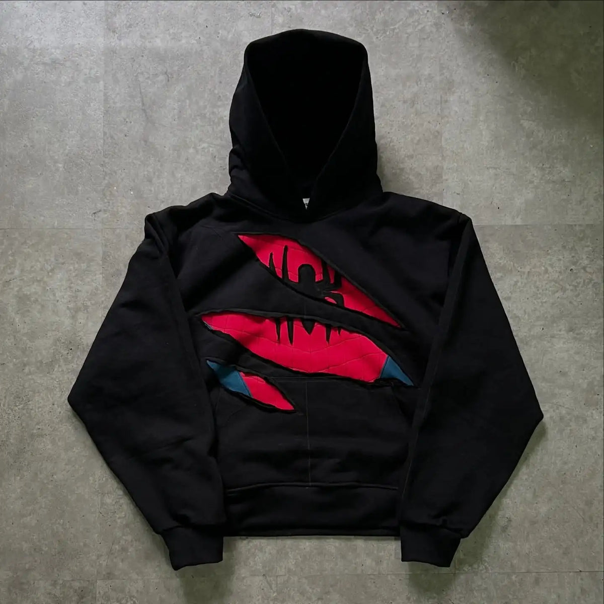 STORESDE American Retro Spider Patchwork Print Hoodies Fashion Oversized Loose Full Zipper Hoodie Men Jacket Gothic Street Y2k Sweatshirt