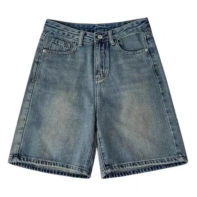 STORESDE Spring Summer Women Casual Denim Shorts Fashion Female Wide Leg Short Jeans Knee Lenght Denim Pant Women High Waist Shorts Girls