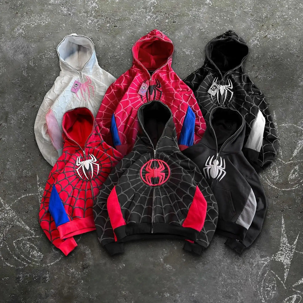 STORESDE Y2k Retro Gothic America Spider Foaming 3d Print Hoodies Fashion Oversized Loose Full Zipper Hoodie Men Jacket Street Sweatshirt