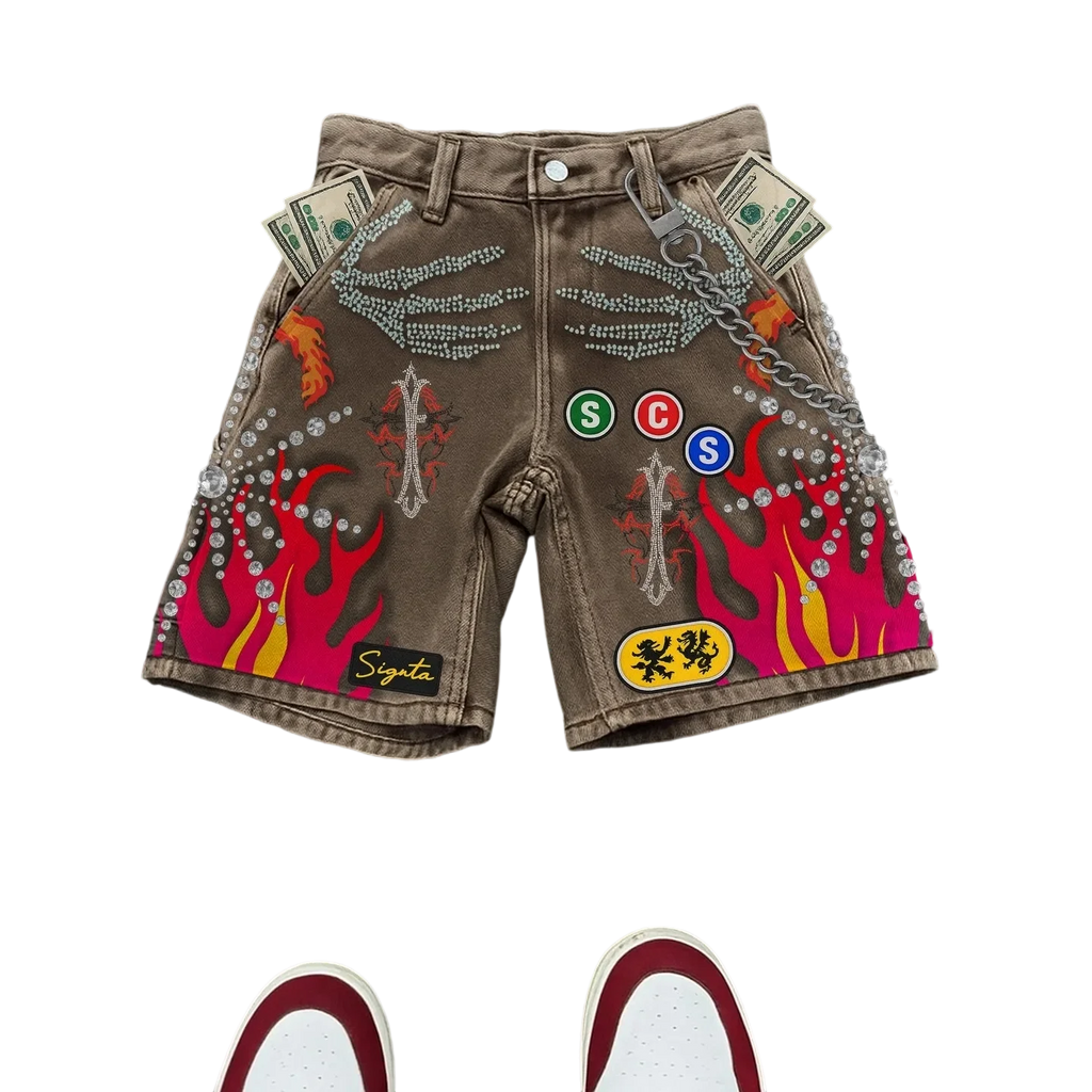 STORESDE Embroidered Shorts Y2K Streetwear Man Woman Clothing Harajuku Hip Hop Baggy Denim Gym Shorts Gothic Summer Basketball Shorts
