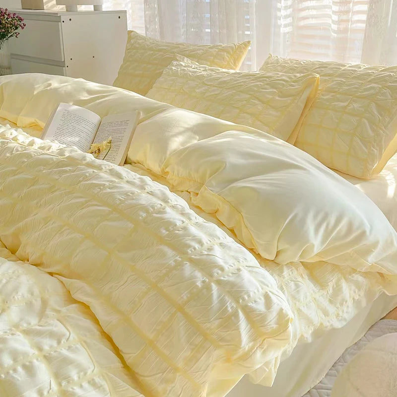 STORESDE The Simple Solid-color Puffon Quilt Cover Is Suitable for Bedroom and Apartment Bedding