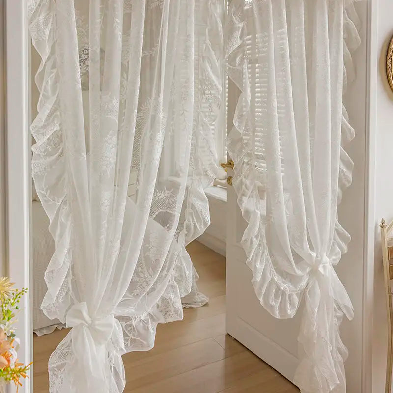 STORESDE French Rococo Vintage Lace Curtains For Bedroom Bay Window, Half Curtains, Korean Style Door Curtain,High-End Home Curtain Decor