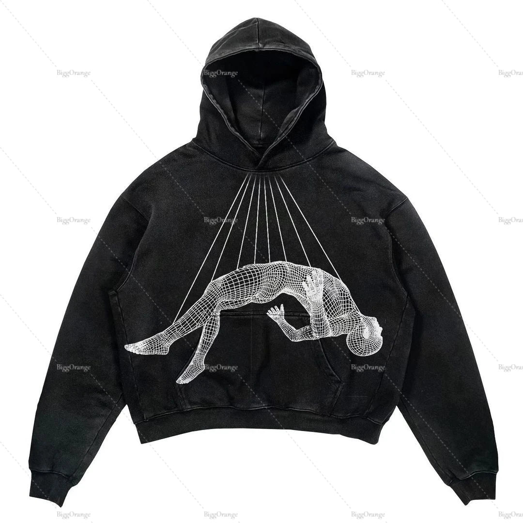 STORESDE Punk Wind Ninja Printed Long-sleeved Hoodies Couples Hip-hop Street Y2k Street Loose Fashion Oversized Hoodies Harajuku Goth Top