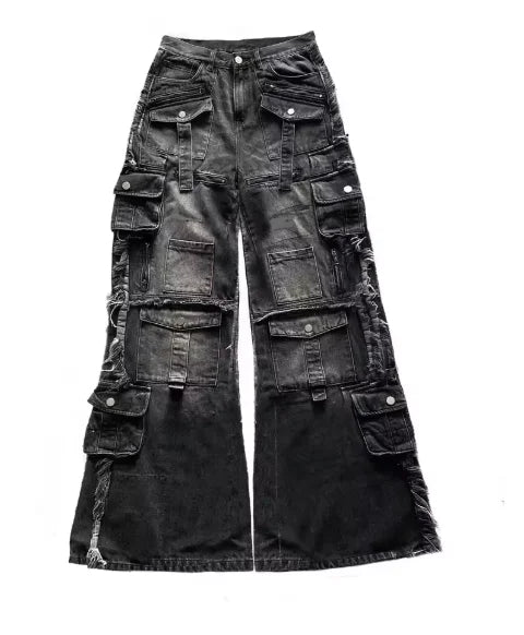 STORESDE Y2K High Street Red Letter Embroidered Baggy Jeans Women Gothic American New Straight Pants Fashion Street Retro Wide-leg Pants