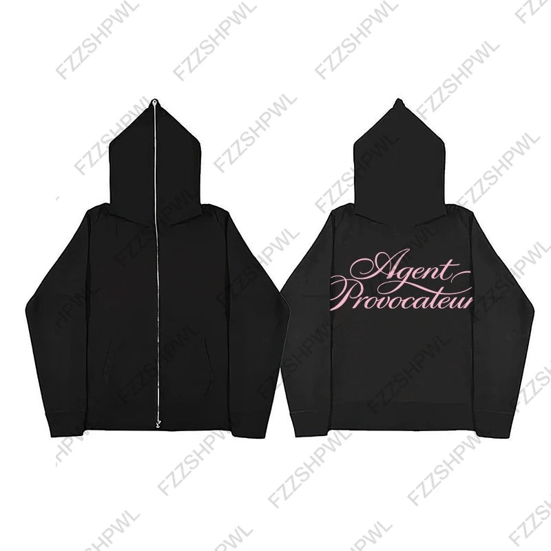 STORESDE Harajuku hooded sweatshirt aesthetically pleasing fashionable unique streetwear letter print American retro everyday casual tops