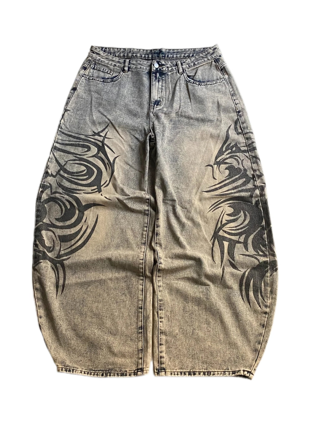 STORESDE American Y2K New Grey Printing Baggy Jeans Men Women High Street Vintage Hip Hop Harajuku Casual Joker Couple Wide-leg Pants
