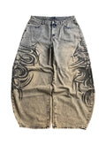 STORESDE American Y2K New Grey Printing Baggy Jeans Men Women High Street Vintage Hip Hop Harajuku Casual Joker Couple Wide-leg Pants