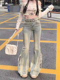 STORESDE Women Vintage Blue Jeans High Waist American Retro 90s Raw Material Edge Design Y2k Denim Pants Streetwear Wide Leg Jeans