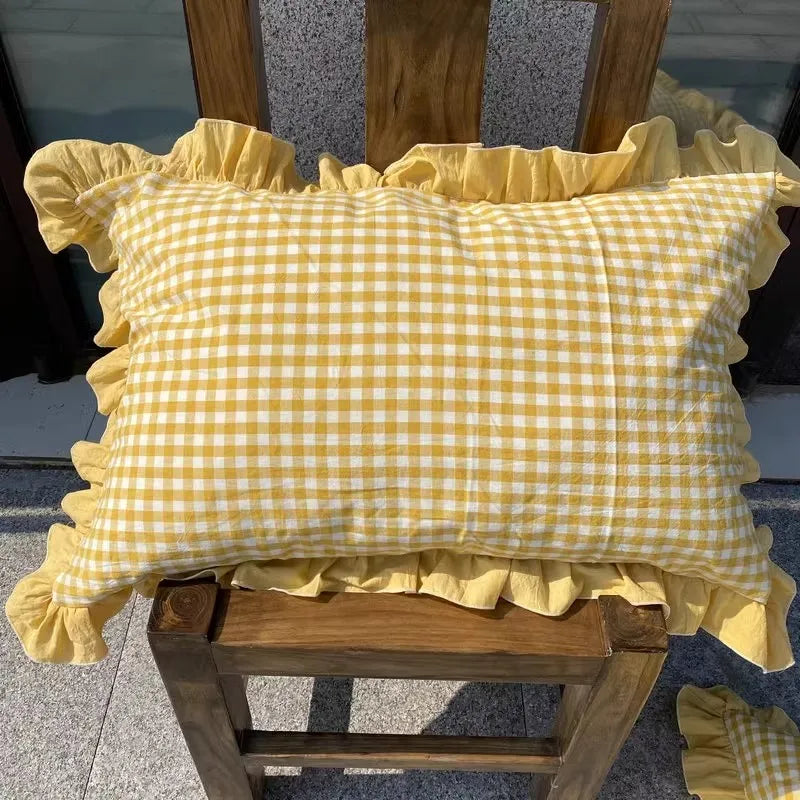 STORESDE Classic Plaid Pillowcase Cotton Japanese Simple Four-season One Pair Pillow Covers Decorative Bedding Textile Pillow Protector