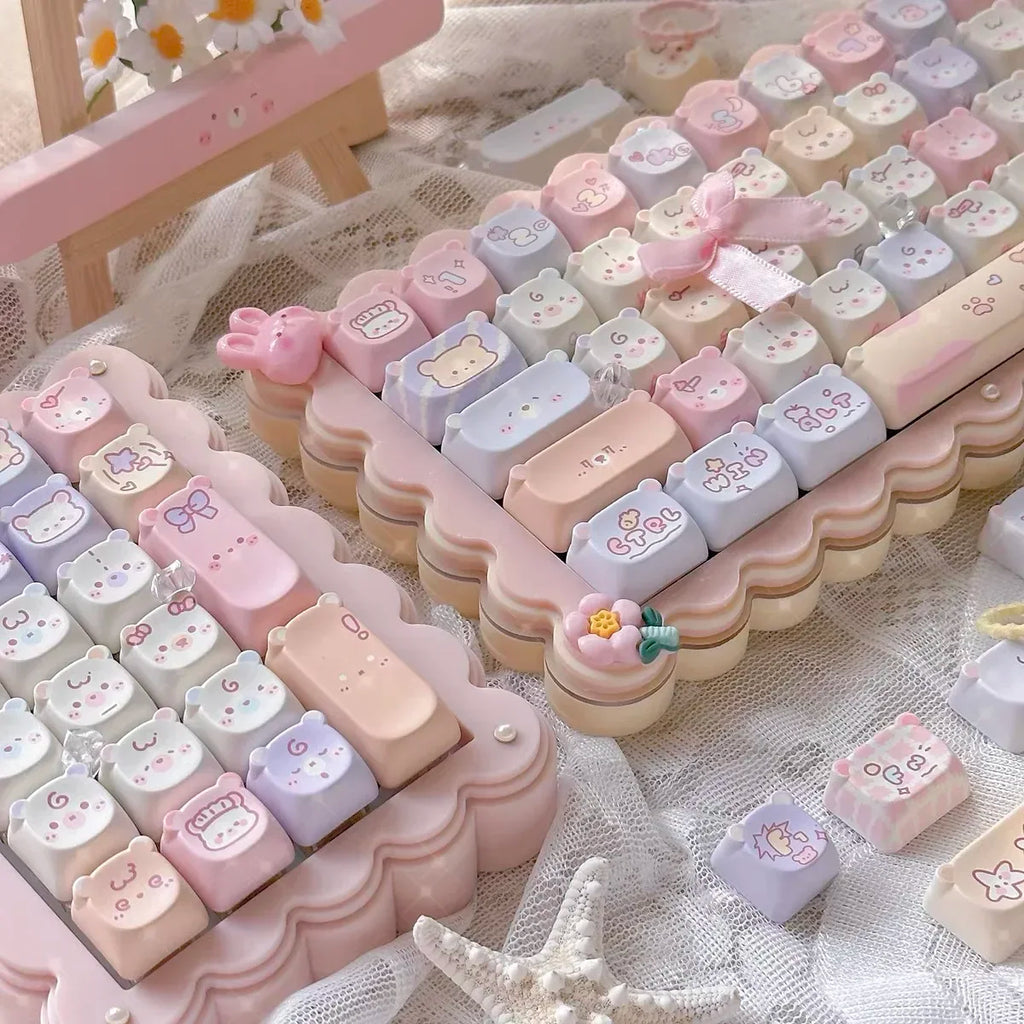 STORESDE Cat Keycaps Cute Keycap Set of Keys PBT Key Cap Gift EAO Sublimation Mechanical Keyboard Cap 2.25 U 2.75U for Alice