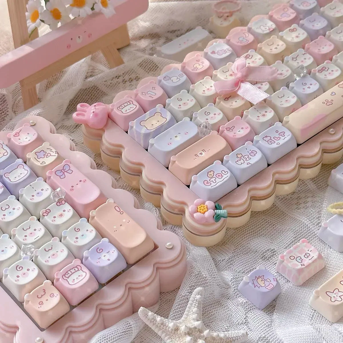 STORESDE Cat Keycaps Cute Keycap Set of Keys PBT Key Cap Gift EAO Sublimation Mechanical Keyboard Cap 2.25 U 2.75U for Alice