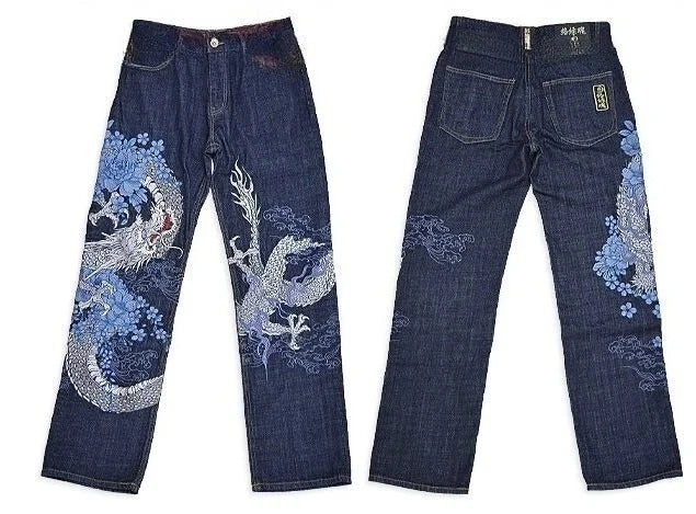 STORESDE Japanese Retro Selvedge Jeans Man Y2K High-end Brand Natural Indigo Dip Dyeing Harajuku Mopping Pants