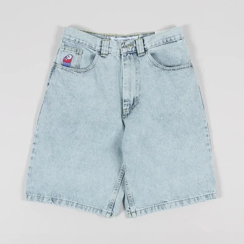 STORESDE Big Boy Baggy Shorts New Harajuku Hip Hop Cartoon Graphic Embroider  Retro Denim Shorts Y2k Gym Basketball Shorts Women Clothing