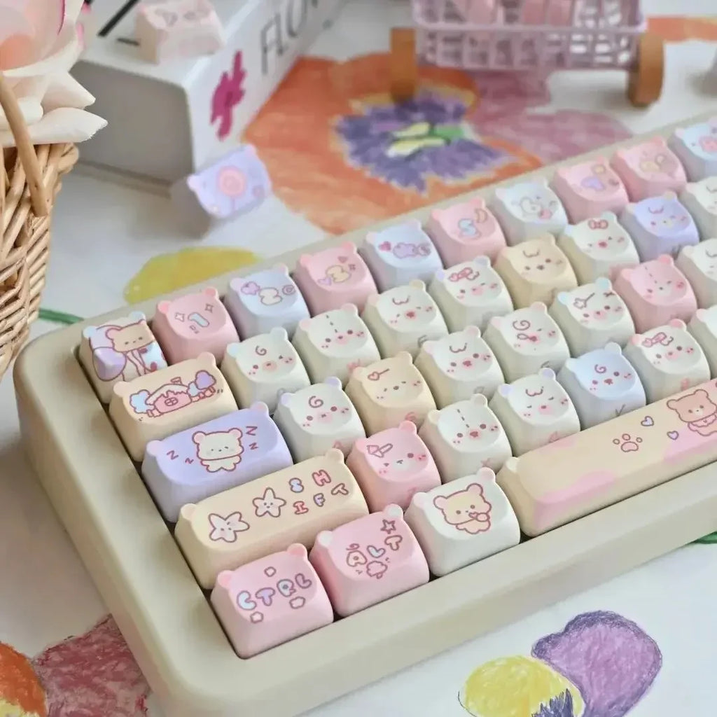 STORESDE Cat Keycaps Cute Keycap Set of Keys PBT Key Cap Gift EAO Sublimation Mechanical Keyboard Cap 2.25 U 2.75U for Alice