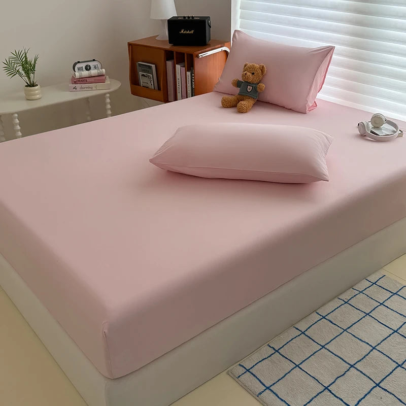 STORESDE Washed Fitted Sheet with Elastic Bands Non Slip Adjustable Mattress Cover for Single Double King Queen Bed 90x200 150x200 180