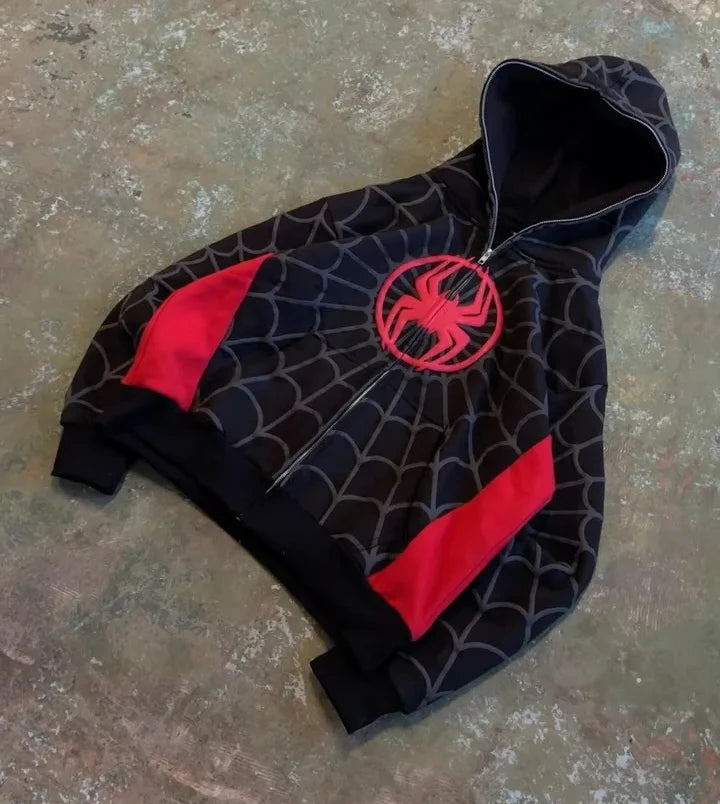 STORESDE Y2k Retro Gothic America Spider Foaming 3d Print Hoodies Fashion Oversized Loose Full Zipper Hoodie Men Jacket Street Sweatshirt