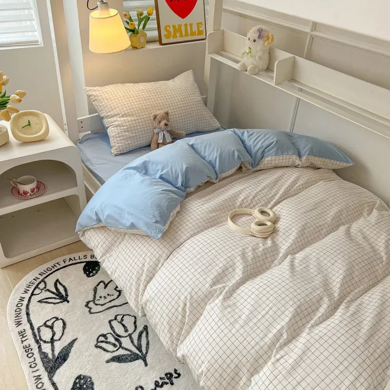 STORESDE Home Quality Bedding Set Soft Cotton Duvet Cover Pillowcase Flat Sheet 3pcs Set Home Textiles Bedding Adjustable 0.9-1.2m Bed 이불
