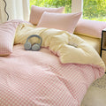 STORESDE 3pcs Simple, soft and skin-friendly duvet cover 3-piece set (1 duvet cover +2 pillowcases) (without core)Striped checkered