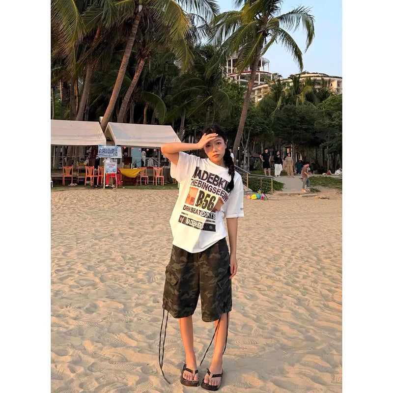 STORESDE ZHIZOU Summer Women Camouflage Shorts Harajuku Korean Jeans Shorts Kpop 2000s Cargo Denim Pants Grunge Y2k Japanese Streetwear