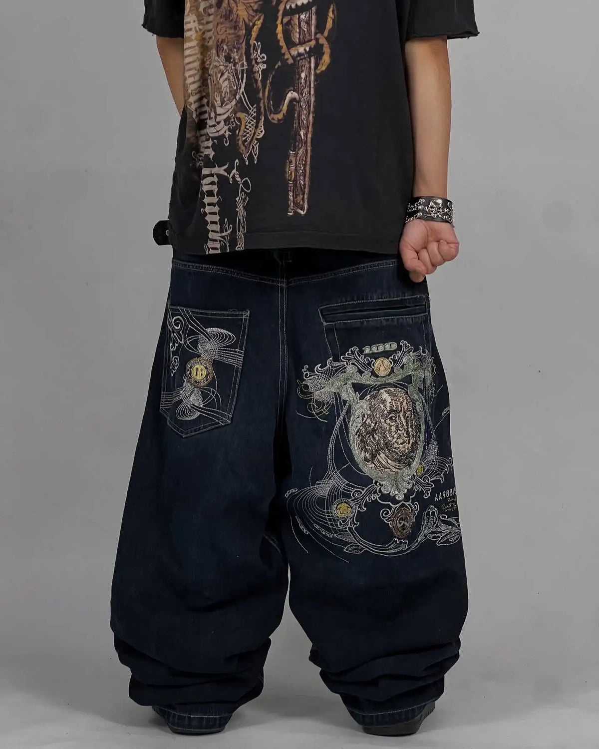 STORESDE Y2K American Jeans Mens Oversized Retro Hip-Hop Wide-Leg Pants Harajuku Trend Rock Women Straight Pants