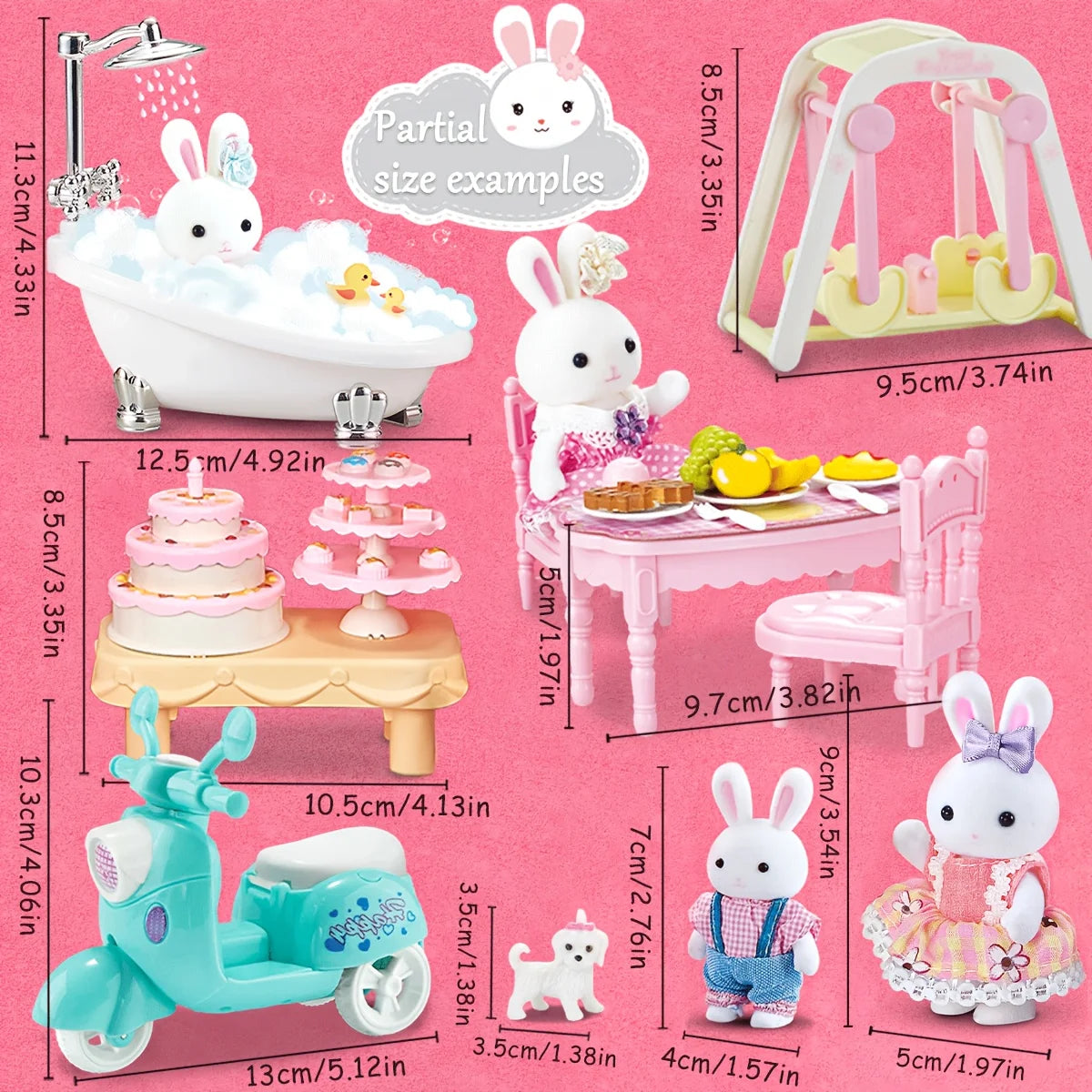 STORESDE Little Rabbit Bedroom kitchen outdoor gamesLovely Scene Play Toys Simulation Modelling Children Birthday Easter Gift