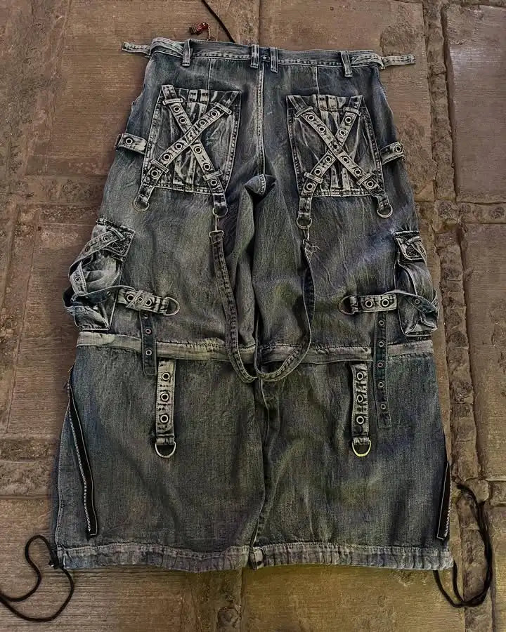 STORESDE Streetwear Heavy Jeans Y2K Clothing Men Women Hip Hop Retro Pockets Baggy Cargo Pants Baggy Jeans Low Rise Wide Leg Trousers