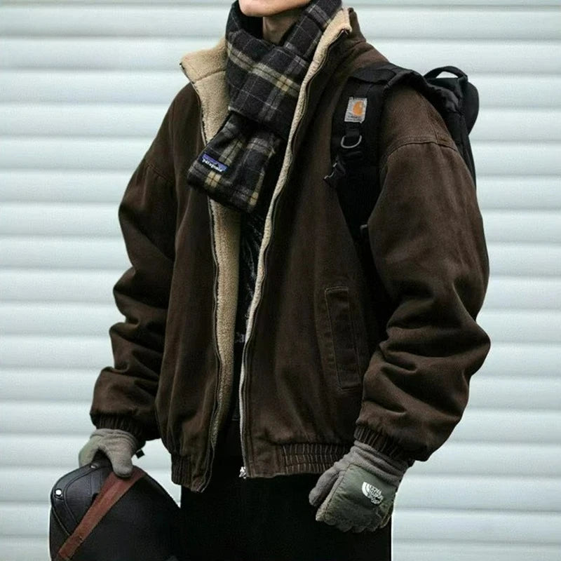 STORESDE Japanese Vintage MenPolar Wool Jacket Winter High Quality Coat Thick Korean Streetwear Loose Couple Fashionable Male Warm Jacket