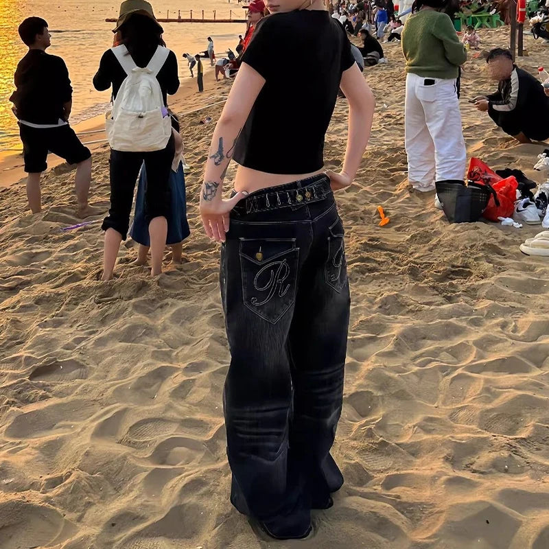 STORESDE American Sle Vintage Bamboo Node Wide Leg Jeans Women Loose Fit High Waist Cleanfit Cotton Casual Summer  Seasonal