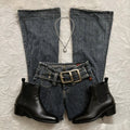 STORESDE Y2K Low Waisted Flare Jeans Hot Girl Slim Fitting Hip Hugging Jeans Original Style Fashionable Long Pants Retro Old School Denim